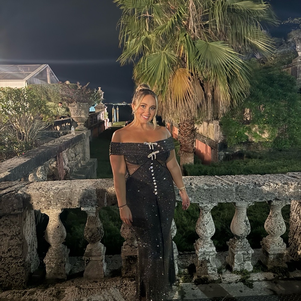 SELF-PORTRAIT Black Bow Rhinestone Midi Dress
